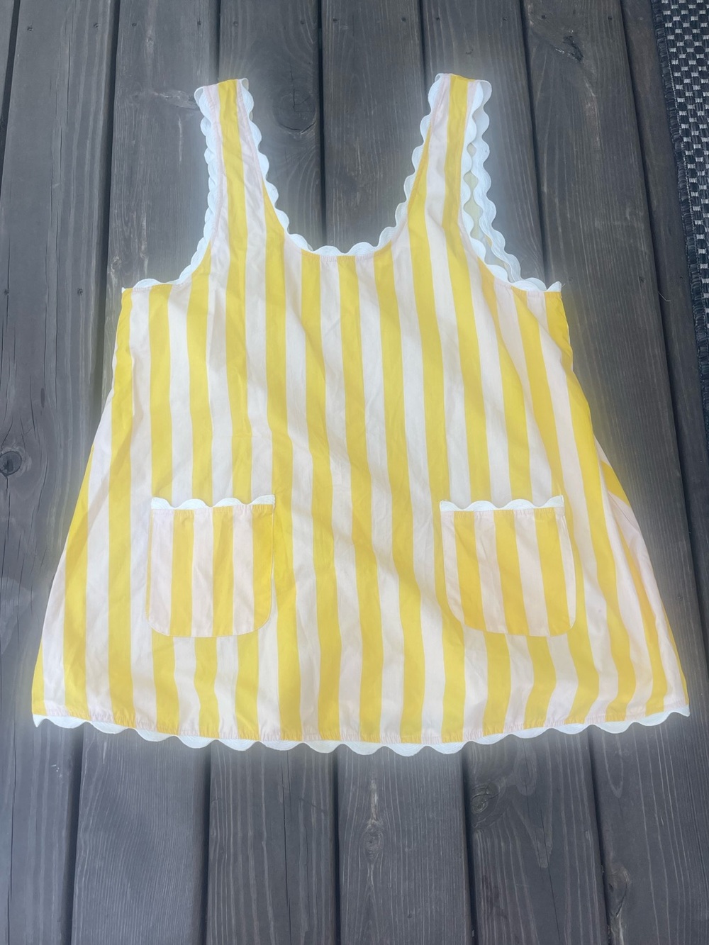 Elizabeth Gillett Striped Yellow
Blush Apron with Pockets Coverup - Picture 3 of 5
